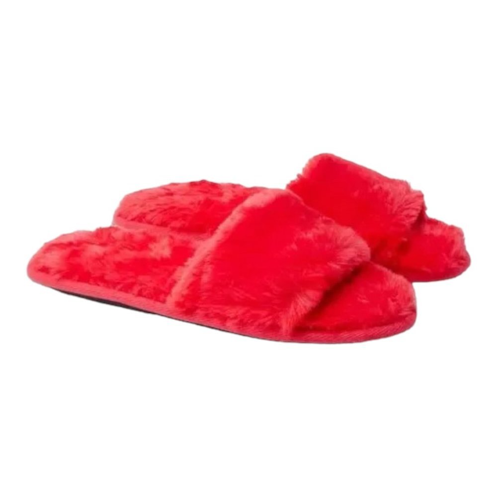 VS PINK Faux Fur Slippers Red Various Sizes